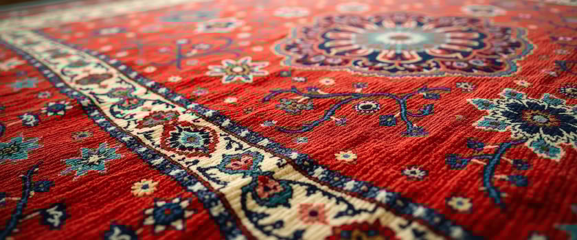 Red rug with floral pattern photo