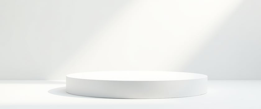 White Cylinder Pedestal on White Background photo