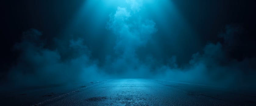 Foggy Road With Blue Light photo