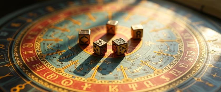 Golden Dice on a Circular Clock Face photo