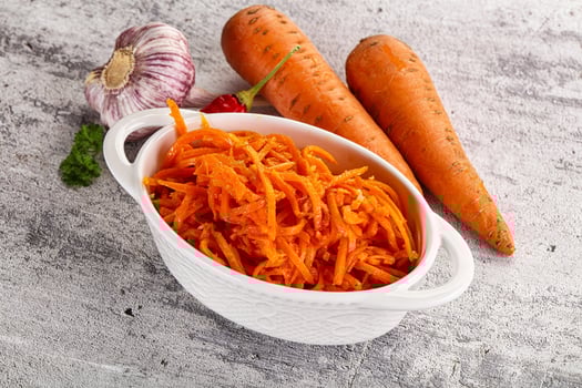 Korean carrot salad in the bowl photo