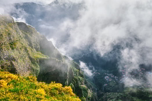 Aerial drone view of Curral das Freiras village, Madeira, Portugal photo