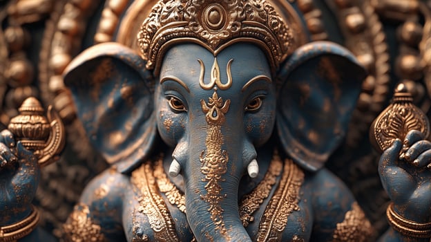 Ornate Hindu God Ganesh Statue Closeup photo