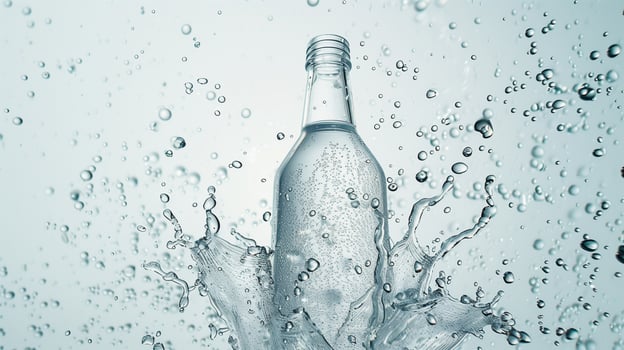 Bootle drink tin blank container in water with splashing bubble for mockup promotion product photo