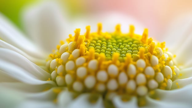 closeup detail chamomile blossoming nature plant with blurred background photo