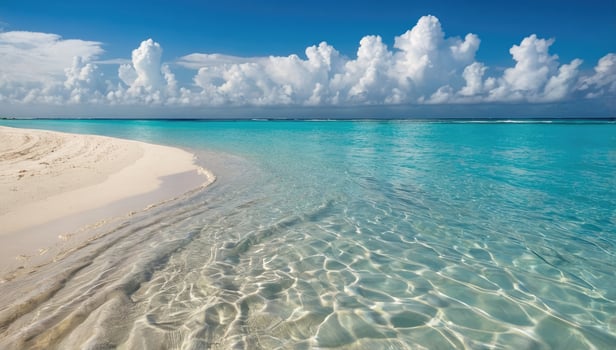 beautiful white sand beach view on a sunny day photo