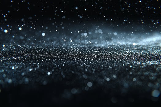 Tiny silver dots are scattered across a black canvas, some interconnected by glowing lines, creating a captivating starry night effect in a minimalist style. photo