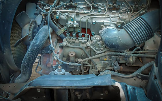 very nice truck engine, huge and awesome machinery, metallic background of the internal diesel truck engine photo