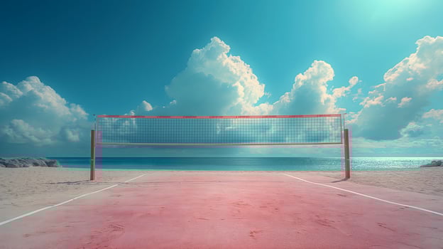 Volleyball Court on the Beach On a Sunny Summer Day photo