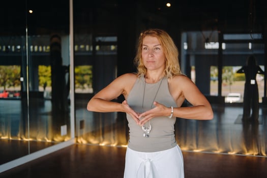 The girl does yoga and is in a state of meditation. The concept of a healthy lifestyle photo