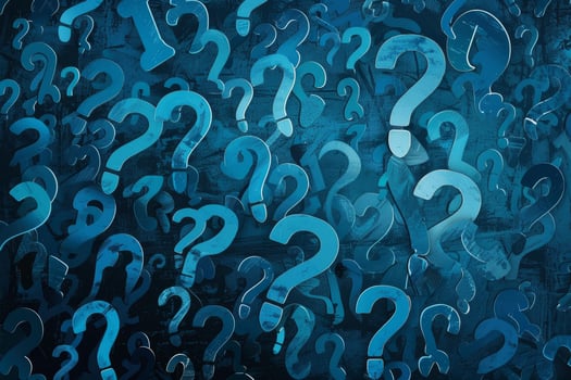 Blue question marks background depicting problem solving process photo