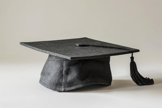 Graduation cap sitting on a table representing academic success photo