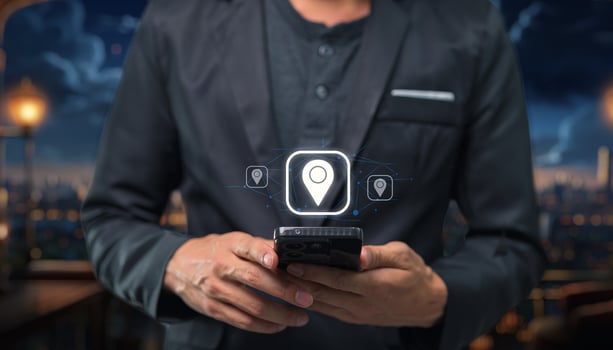 An icon is pinned to mark a specific travel location on the map photo