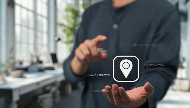 An icon is pinned to mark a specific travel location on the map photo