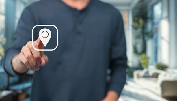 An icon is pinned to mark a specific travel location on the map photo