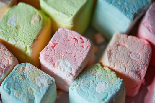 Close up of colorful marshmallows forming a textured background photo