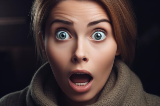 Shocked Surprised woman face. Generate ai photo