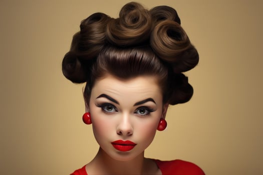 Retro beauty portrait with elegant hairstyle photo
