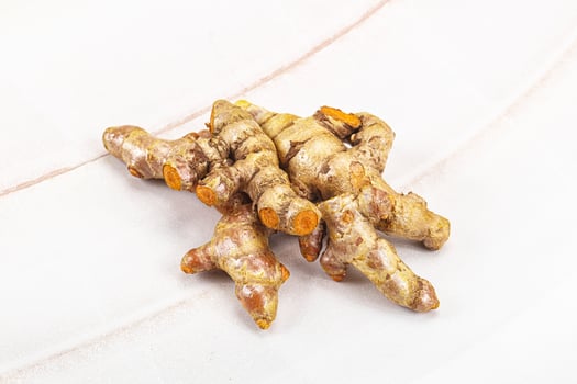 Fresh young Tumeric root heap photo