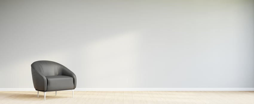 Living room style minimal with armchair on empty white wall background. 3D Rendering photo
