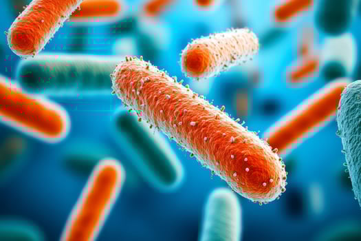 Floating bacteria cells under microscope photo