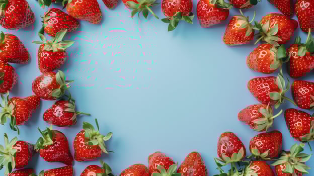 Strawberry fruit organic botanical harvesting copy space blank center circular arrangement photo