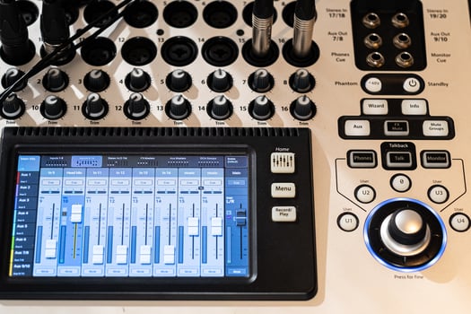 Professional Audio Mixing Console Close-Up photo