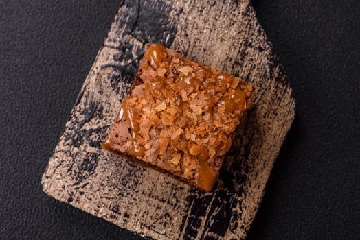 Chocolate sweet brownie cake in a square shape photo