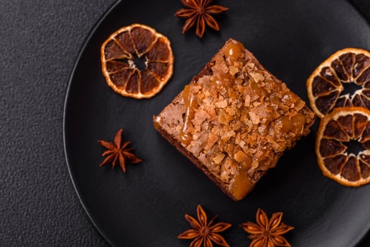 Chocolate sweet brownie cake in a square shape photo