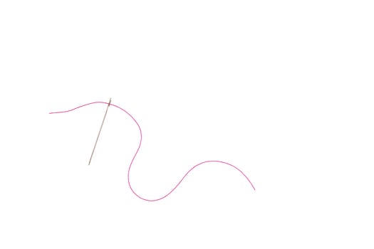 needle and thread of red color on a white background photo