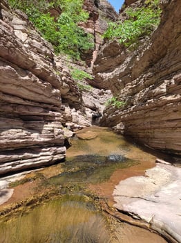 Amazing mountain stream with clear water in Kamnik Canyon, Macedonia photo