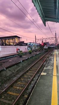 Railway station in the evening, Jakarta, Indonesia, Asia photo