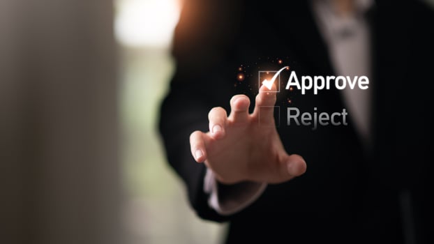 Businessman check and check mark online,Business Agreements and Approvals,business contract signing,Confirmation of contract documents or warranty card,idea of employment project review photo