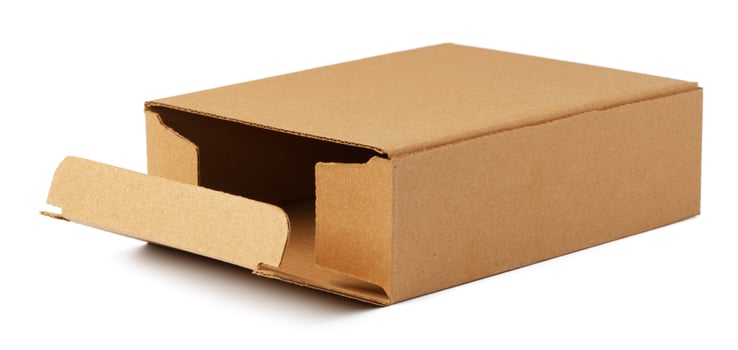 Open brown cardboard box isolated on white photo