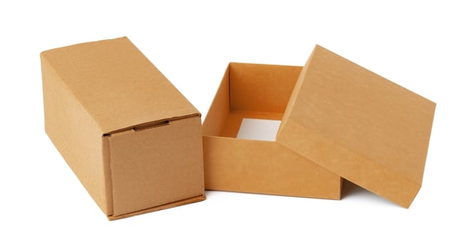Craft cardboard boxes isolated on white background photo