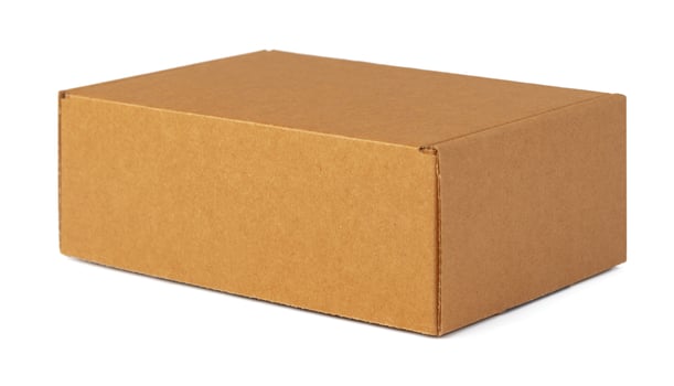 Brown cardboard box isolated on white background photo
