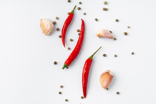 Red hot chili peppers isolated on white background. photo