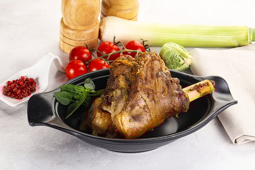 Baked Lamb shank with bone photo