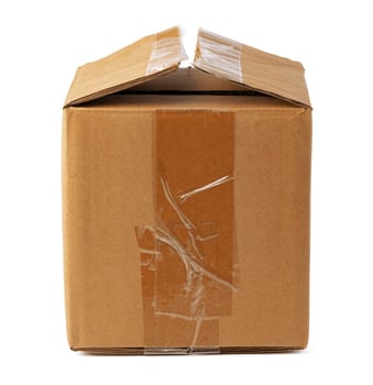 Open brown cardboard box isolated on white photo