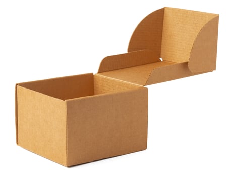Open brown cardboard box isolated on white photo