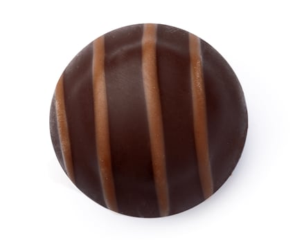Top view of chocolate candy on white background photo