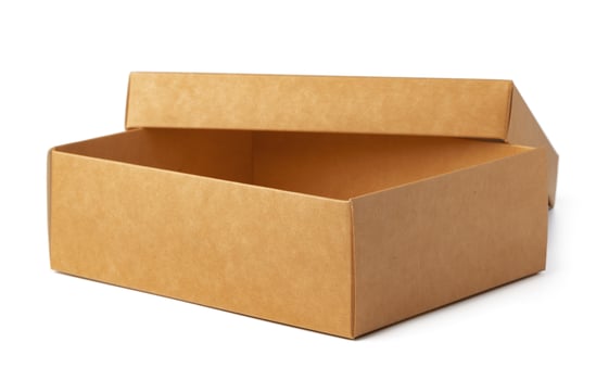Open brown cardboard box isolated on white photo