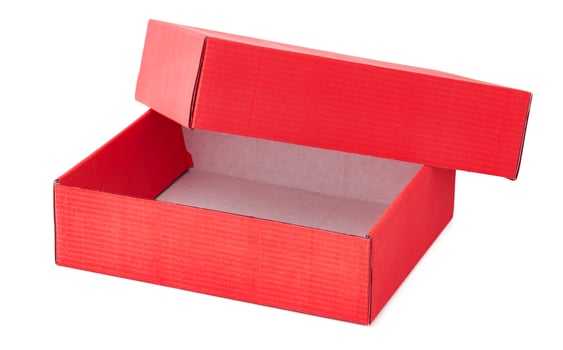 Red paper gift box isolated on white photo