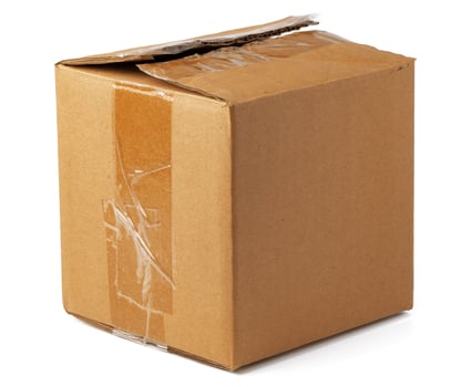 Open brown cardboard box isolated on white photo