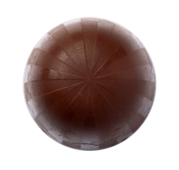Top view of chocolate candy on white background photo