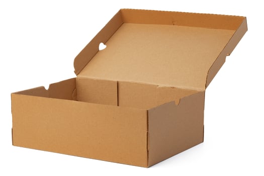 Open brown cardboard box isolated on white photo