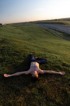 Summer activity and energy. Ballet dancer. Handsome man workout and stretching. photo