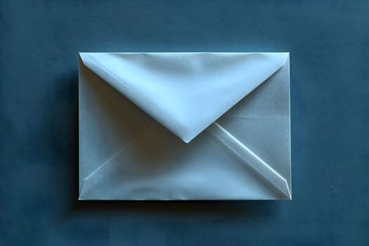 Clean White Envelope on Blue Background for Stationery, Mailing, or Invitations photo
