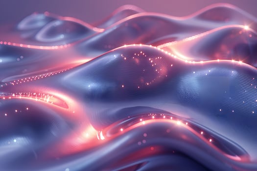 Abstract Futuristic Sci-Fi Landscape with Glowing Waveforms and Digital Aesthetics photo
