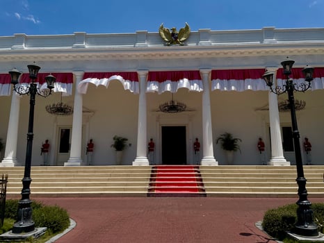 Batu, Indonesia - September 16, 2024. Miniature of the Indonesian Merdeka Palace at the Legend Star Museum. photo